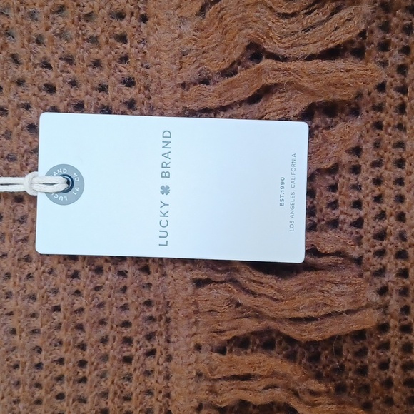 NWT ** Lucky Brand Brown Brown Fringe Cropped Pullover Sweater ** SZ M - Picture 5 of 9